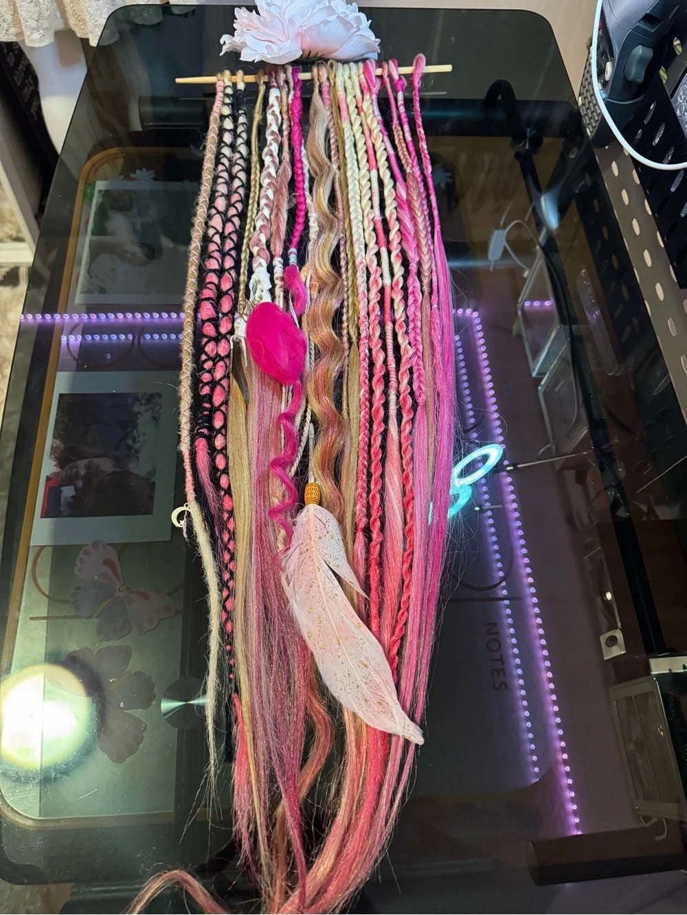 Boho, Viking Pink and Blonde Dreadlocks